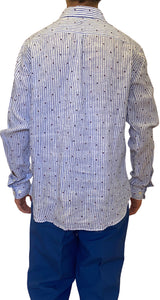 Camisa Lino Rayas Azul