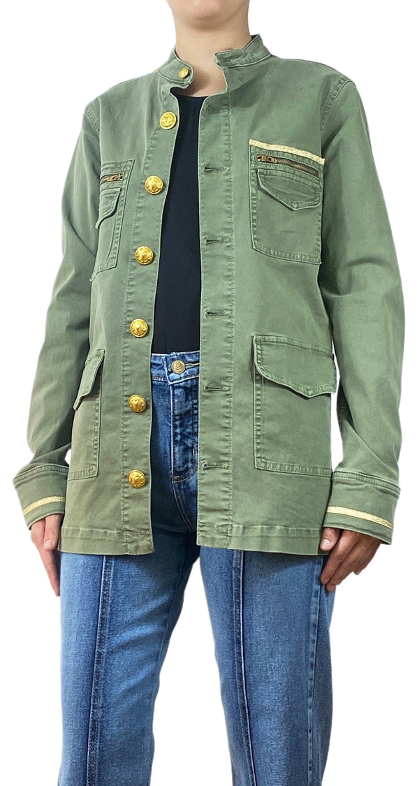 Chaqueta Verde Botones Dorados