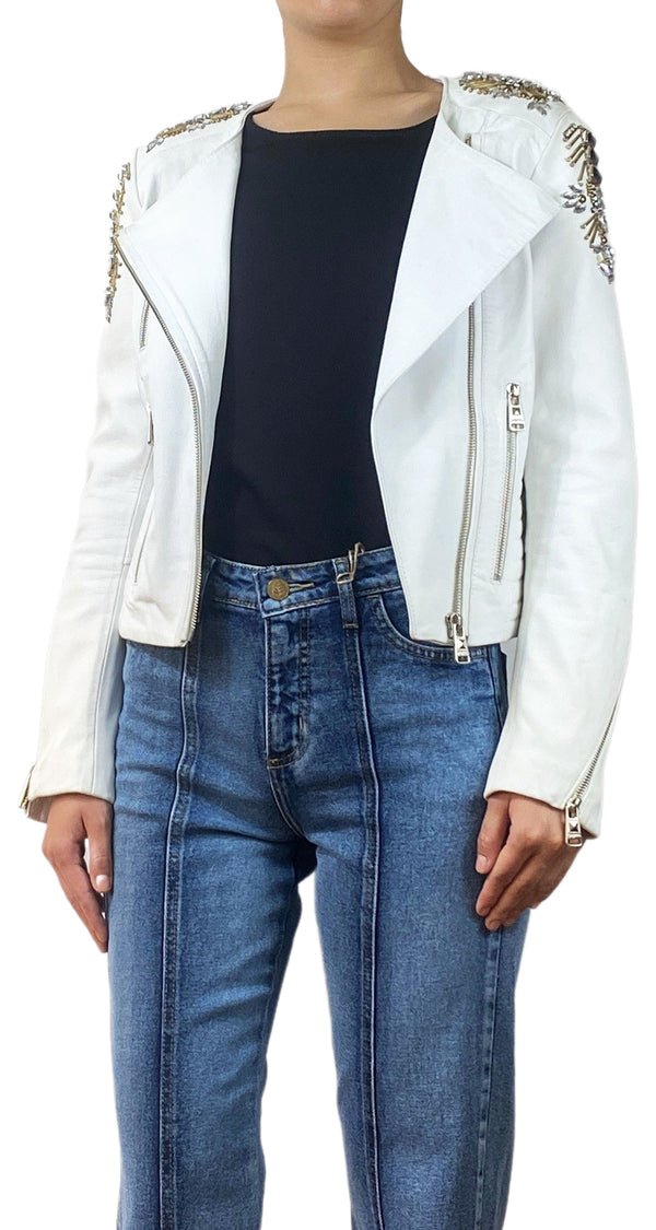 Chaqueta Biker Blanca