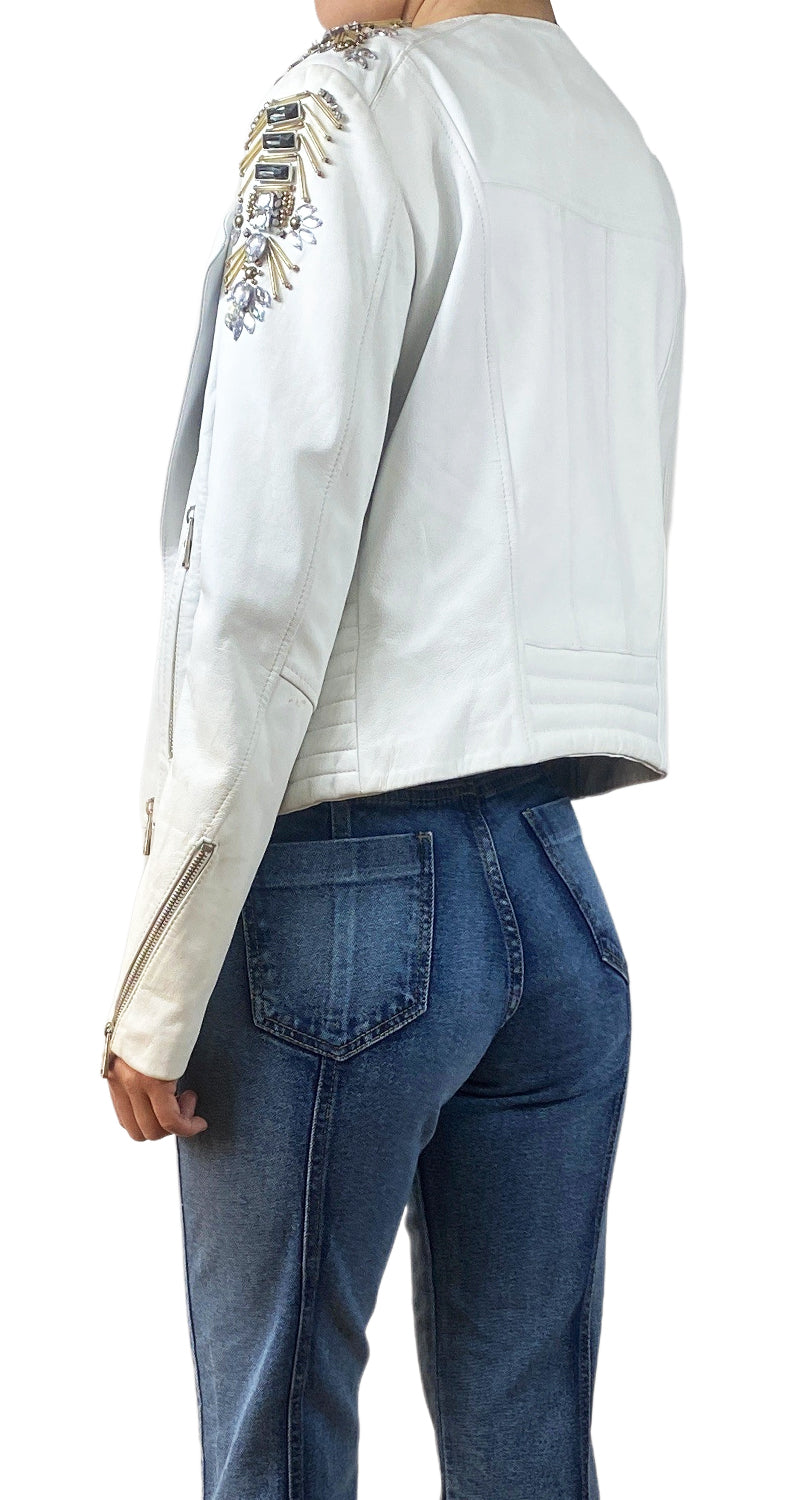 Chaqueta Biker Blanca