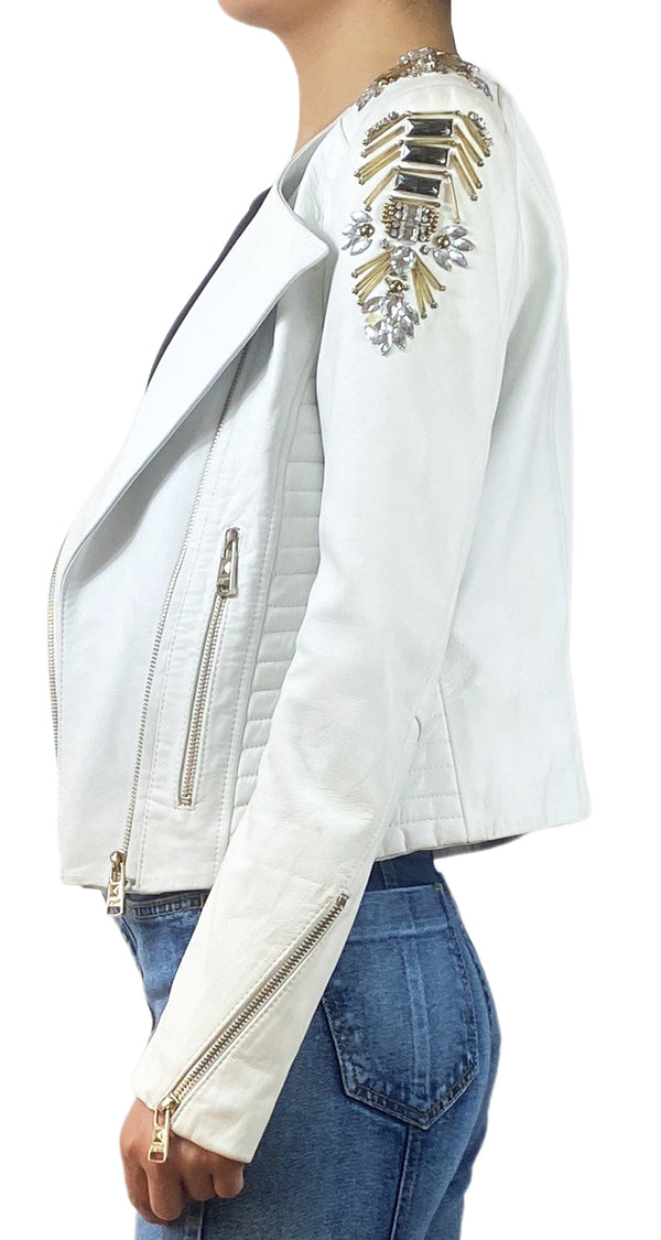 Chaqueta Biker Blanca