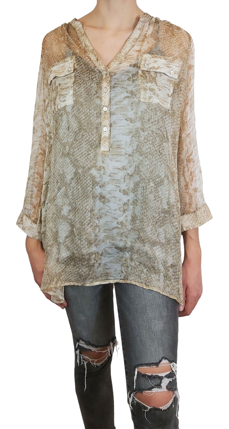 Blusa traslúcida Beige