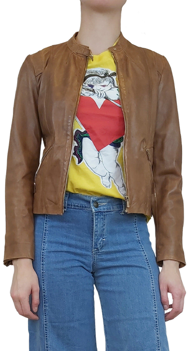 Chaqueta Cuero Camel