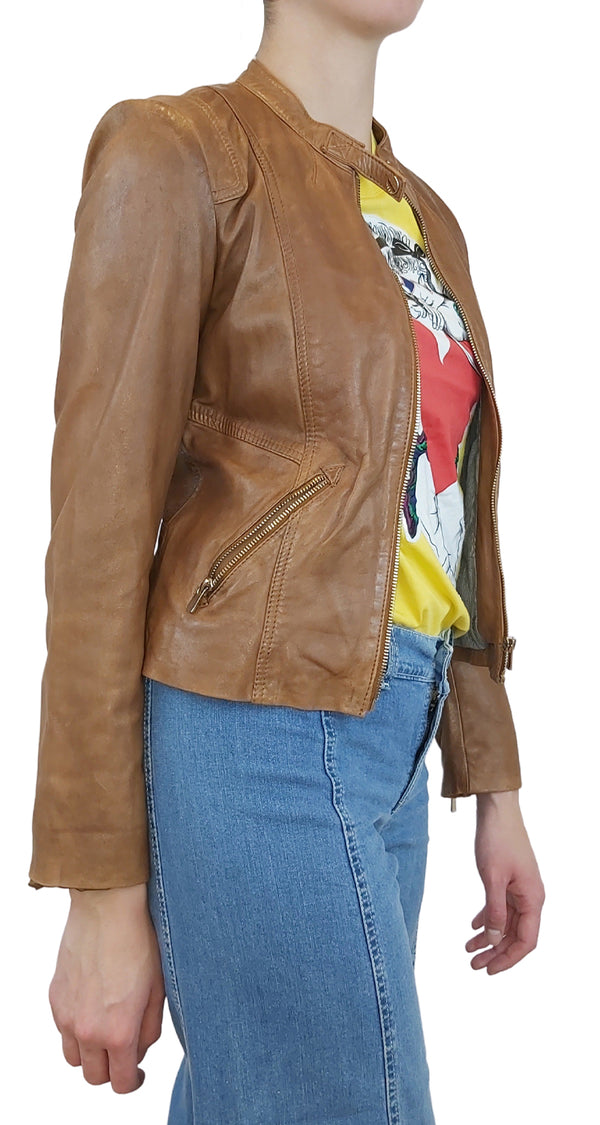 Chaqueta Cuero Camel