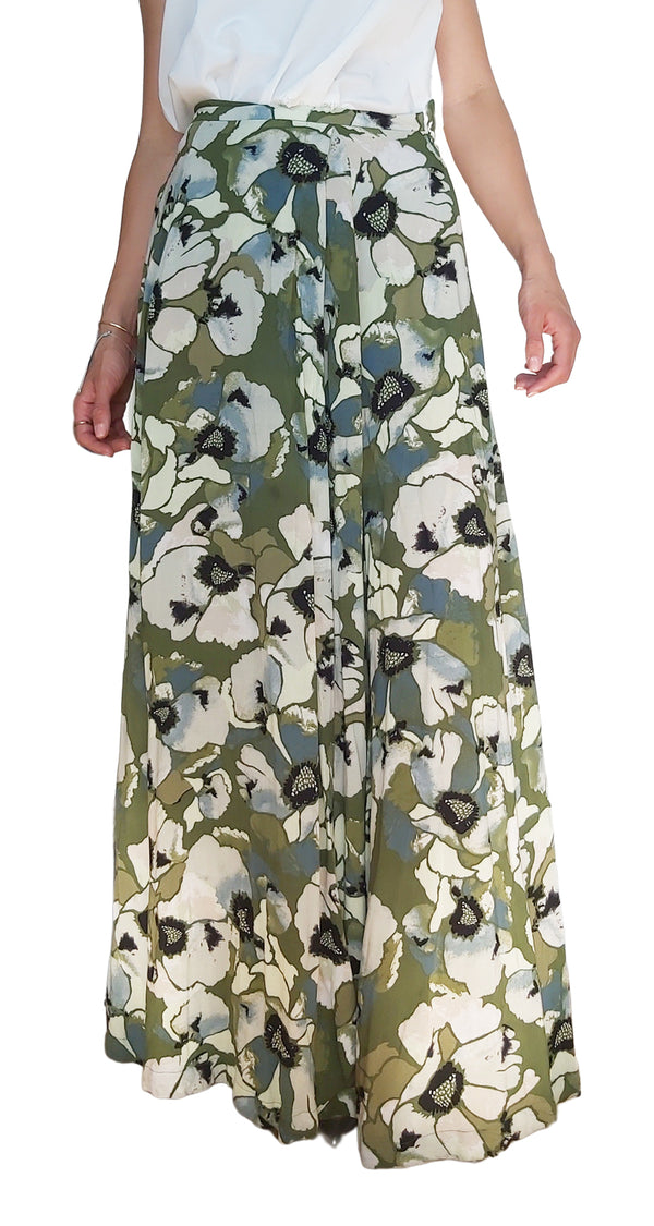 Maxi Falda Floral Verde