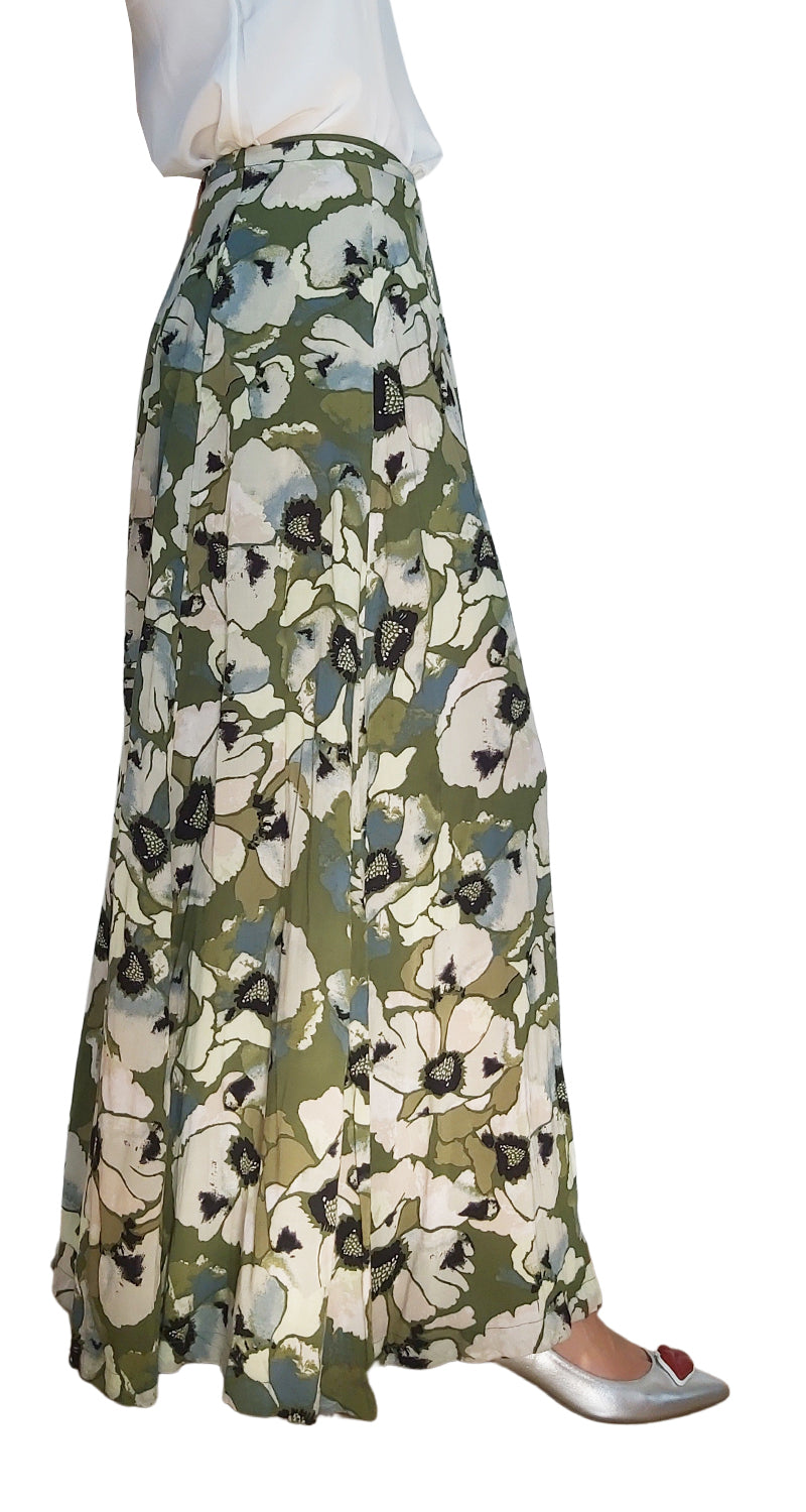 Maxi Falda Floral Verde