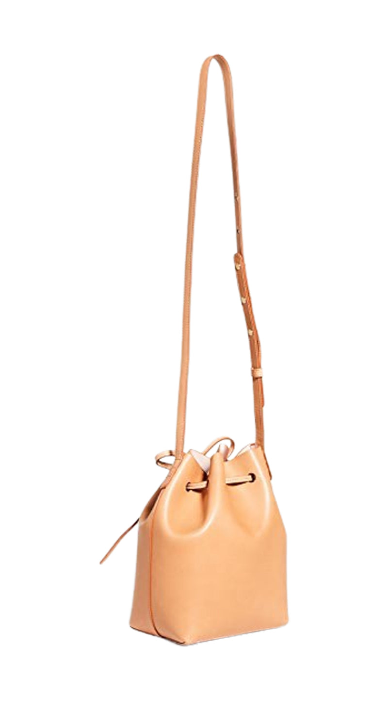 Bandolera Mini Leather Bucket Camel