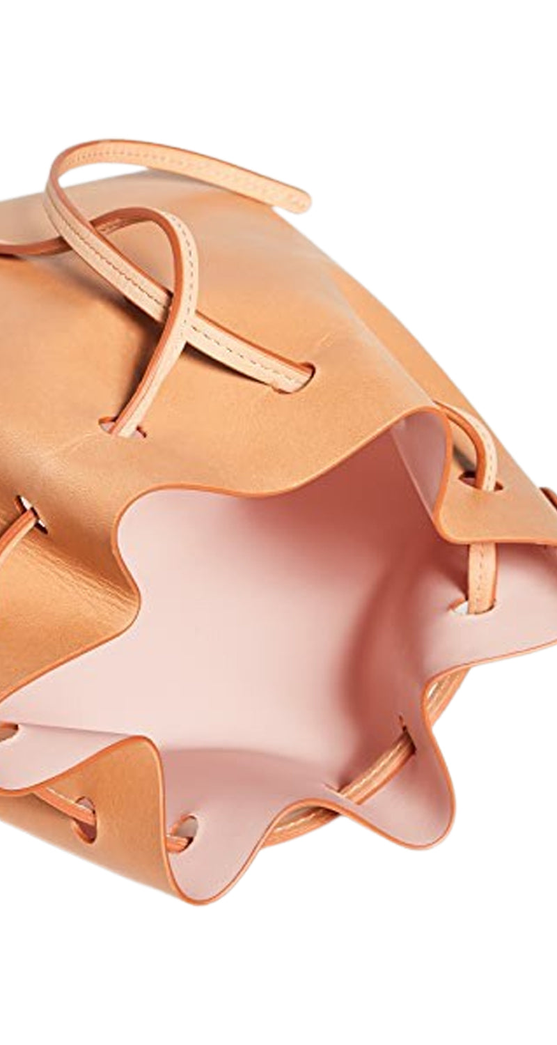 Bandolera Mini Leather Bucket Camel