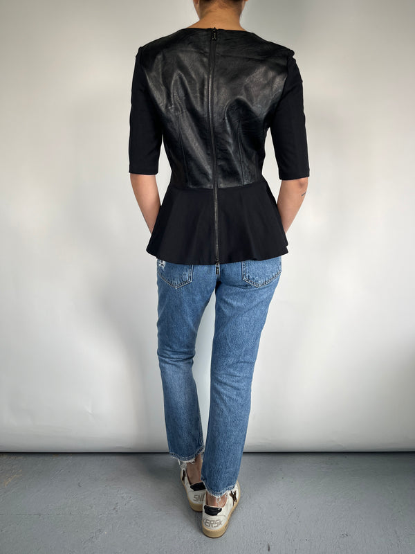 Blusa Cuero Vegano y Viscosa