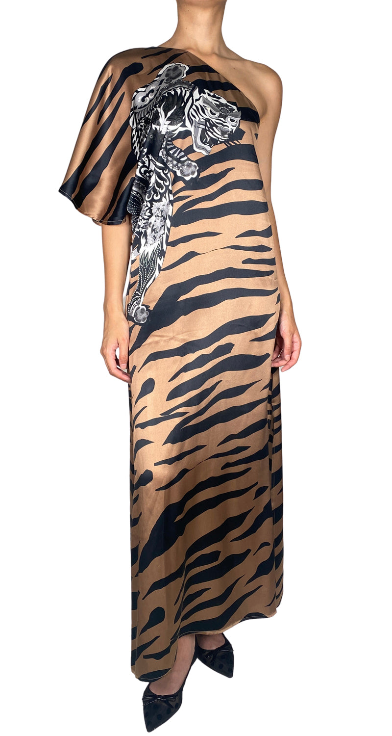 Vestido Seda Zebra Asimétrico