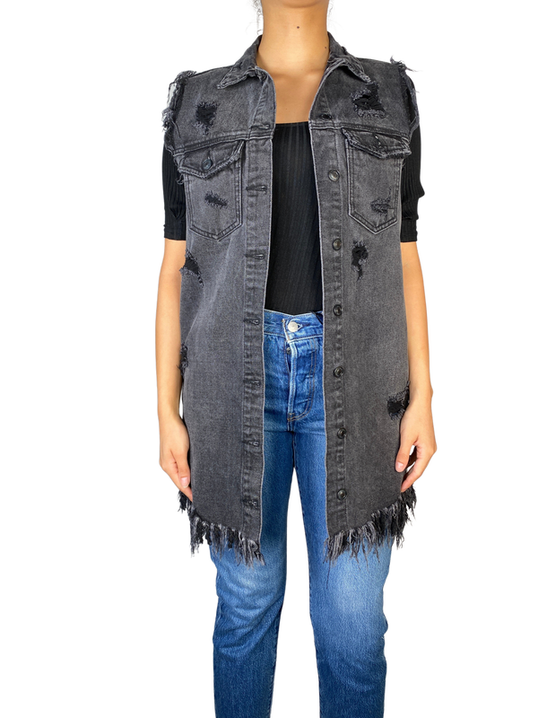 Chaqueta Denim Plomo Destroyed