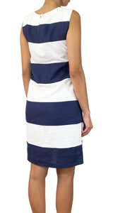 Vestido Lino a Rayas Navy