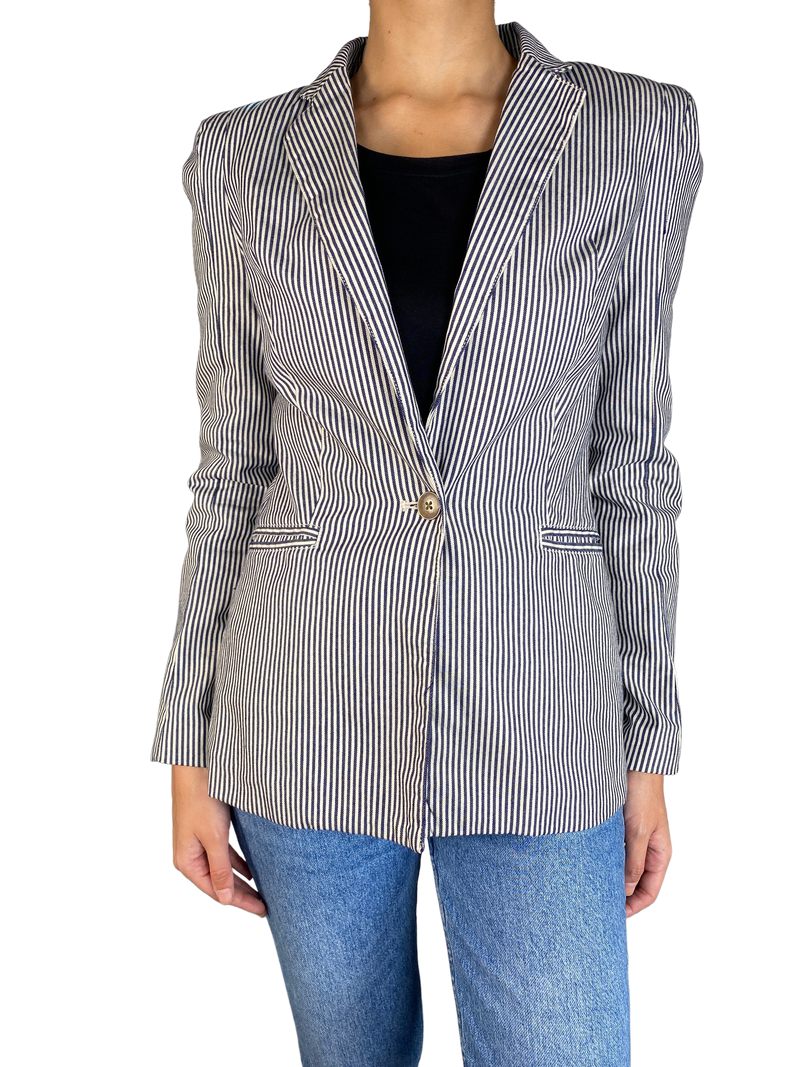 Blazer de Rayas Blanco y Azul