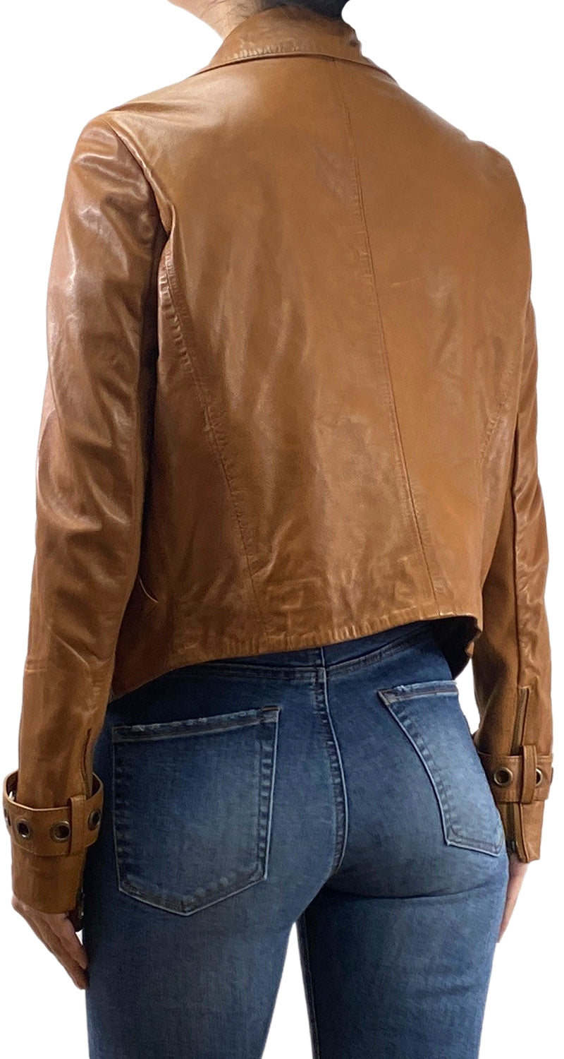 Chaqueta Cuero Camel