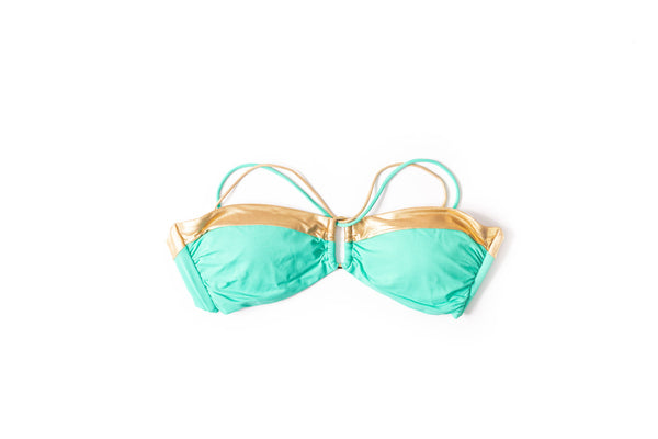 Top Bikini Verde Y Dorado