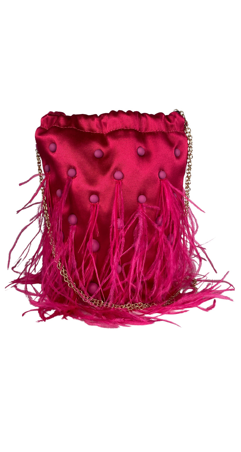 Bolso Fucsia Plumas