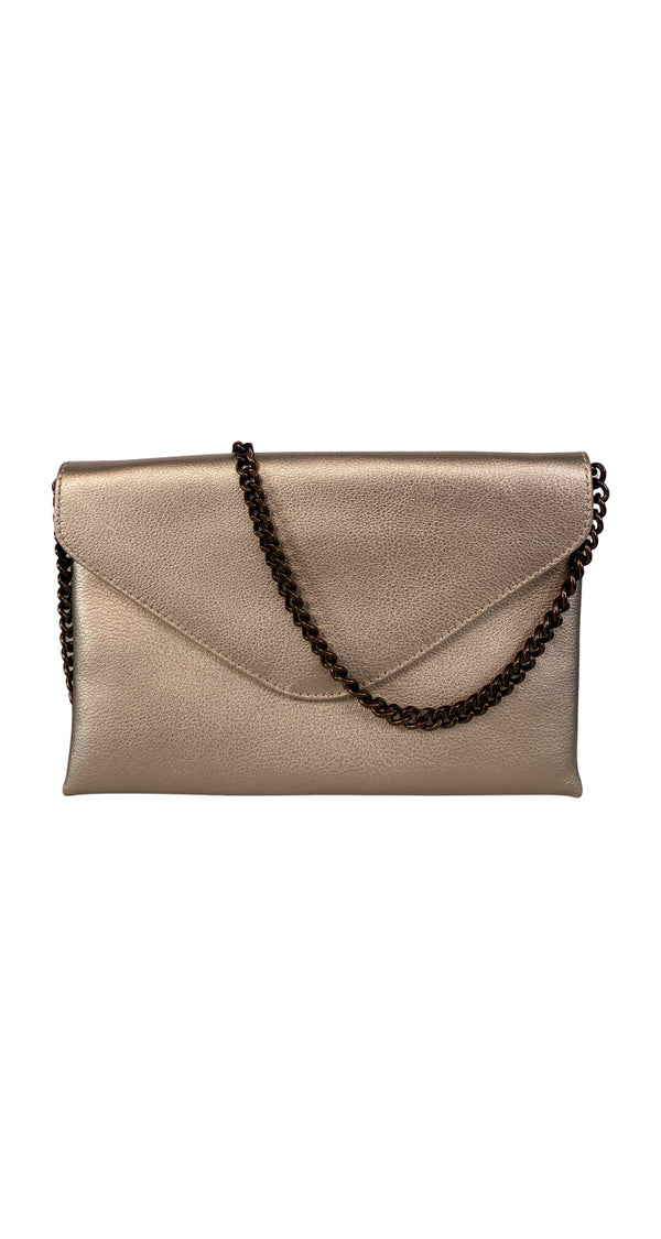 Clutch De Cuero Con Cadena