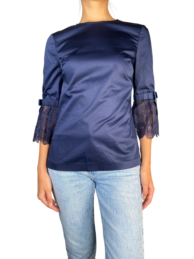 Blusa Azul Marino Broderie