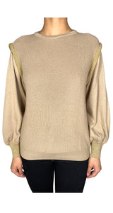 Sweater Beige Fibras Metalizadas