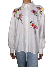 Blusa Blanca Bordado Flores