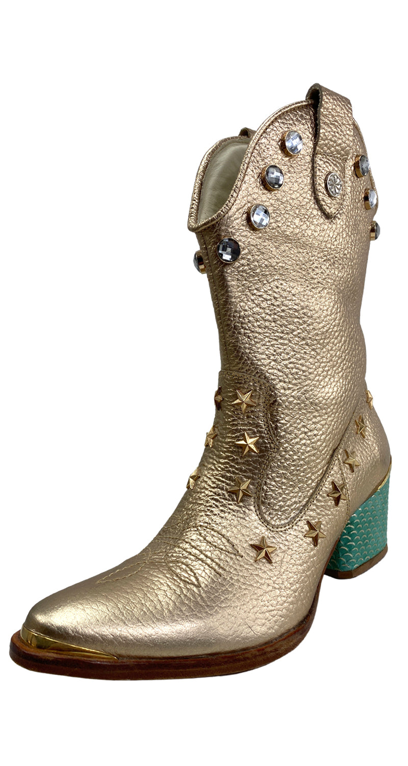 Botas Cowboy Stars Doradas