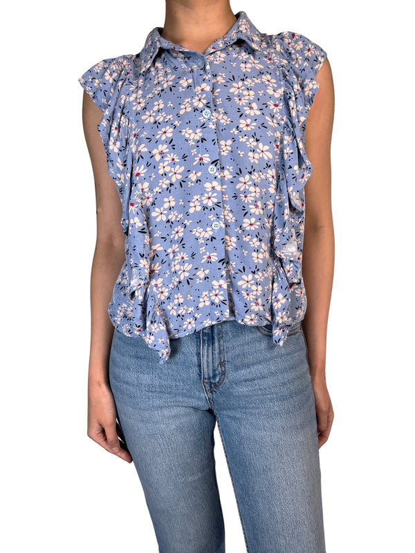 Blusa Celeste Flores