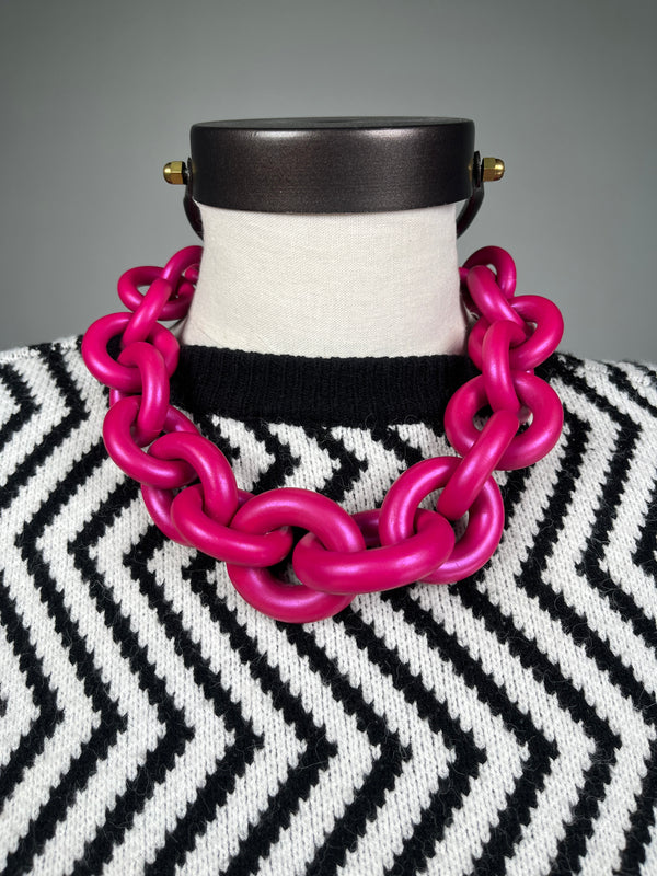 Collar Eslabón Fucsia Metallic