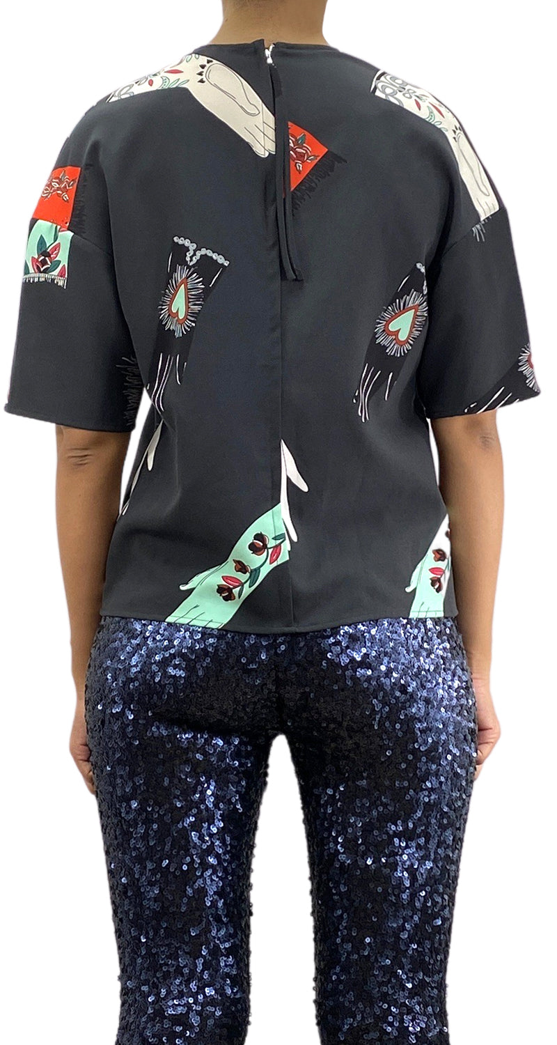 Blusa Negra Estampada