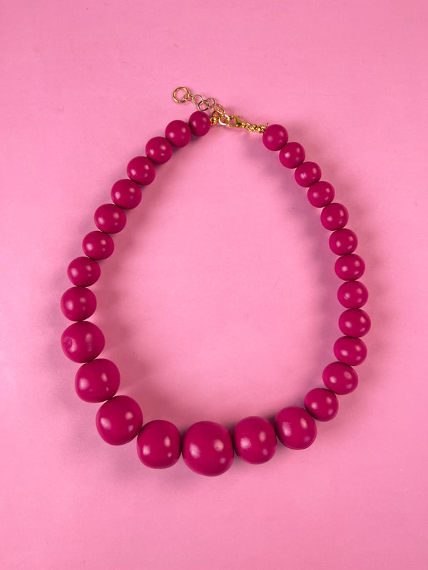 Collar Esferas Fucsia