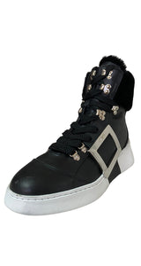 Skate shearling-trimmed leather high-top trainers