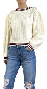 Sweater Blanco Botones Brillantes