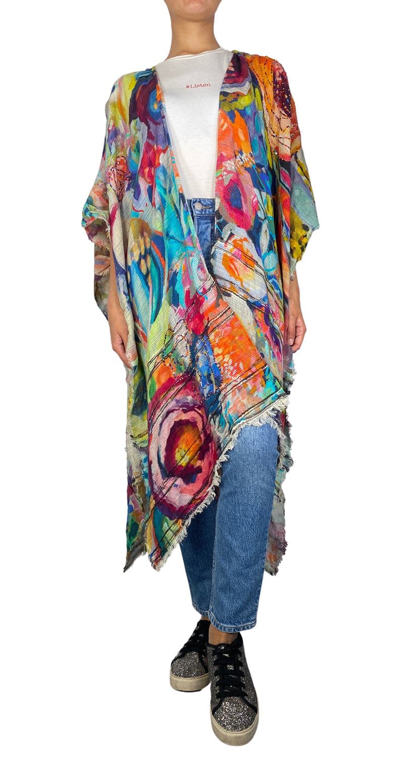 Kimono Estilo Poncho Multicolor