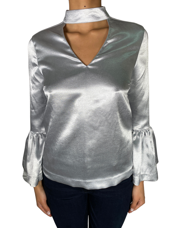 Blusa Plateada Satinado