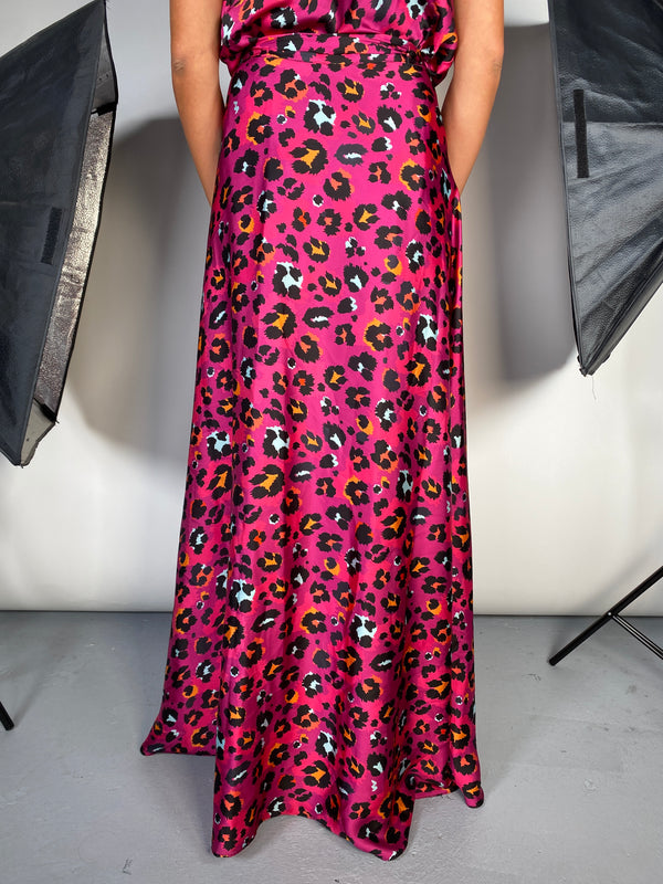 Maxi Falda Fucsia Animal Print