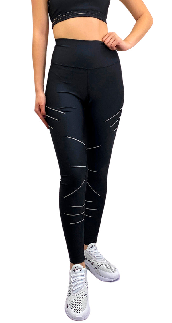 Leggings Negro Franjas